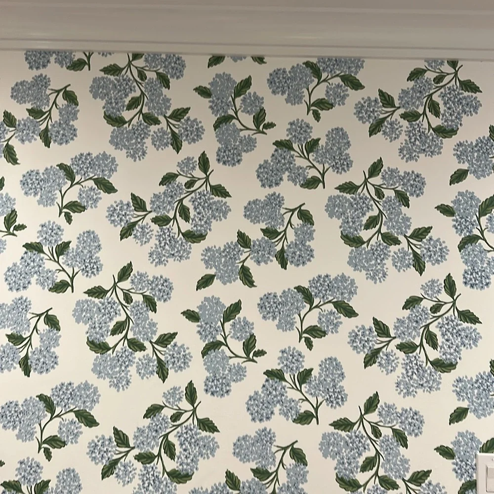 White & Blue Hydrangea Rifle Paper Wallpaper